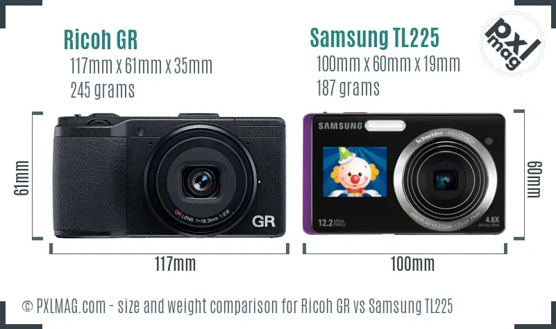 Ricoh GR vs Samsung TL225 size comparison Ricoh GR vs Samsung TL225 size comparison