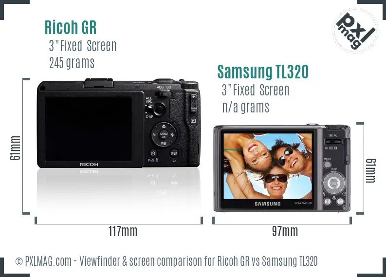Ricoh GR vs Samsung TL320 Screen and Viewfinder comparison