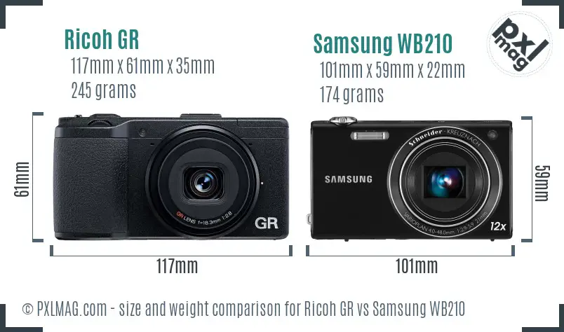 Ricoh GR vs Samsung WB210 size comparison Ricoh GR vs Samsung WB210 size comparison