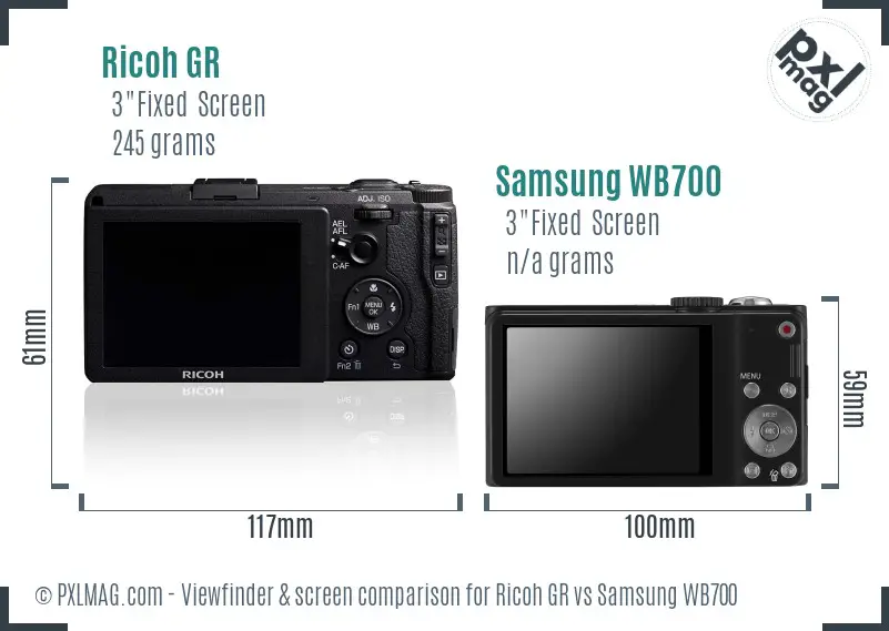 Ricoh GR vs Samsung WB700 Screen and Viewfinder comparison