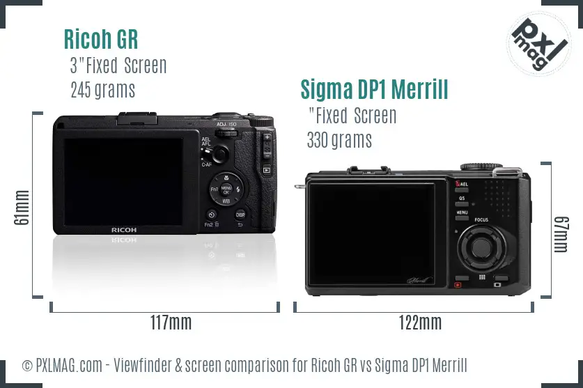 Ricoh GR vs Sigma DP1 Merrill Screen and Viewfinder comparison