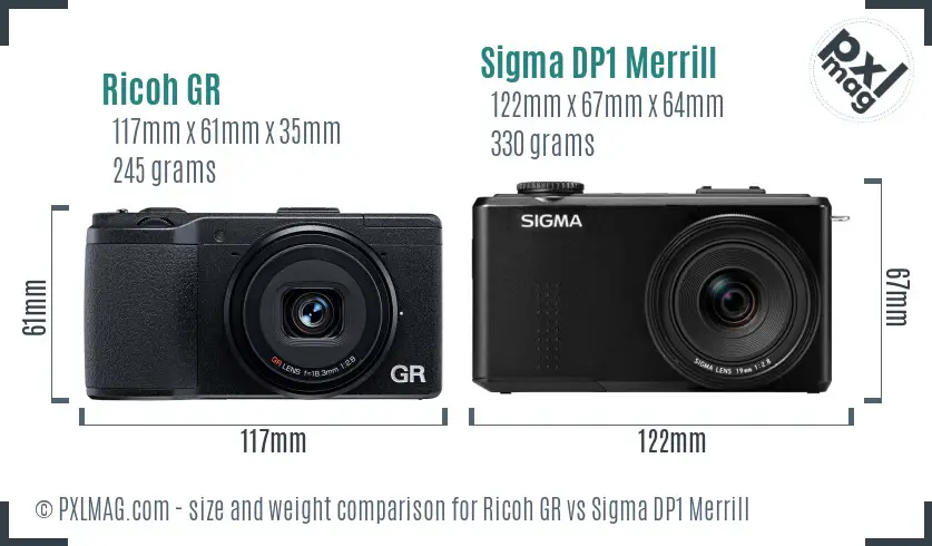 Ricoh GR vs Sigma DP1 Merrill size comparison