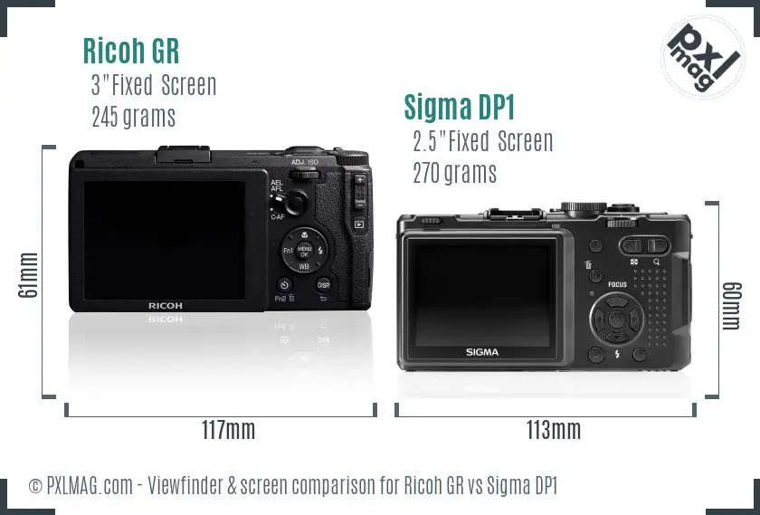 Ricoh GR vs Sigma DP1 Screen and Viewfinder comparison