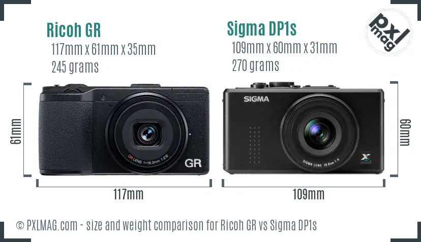 Ricoh GR vs Sigma DP1s size comparison