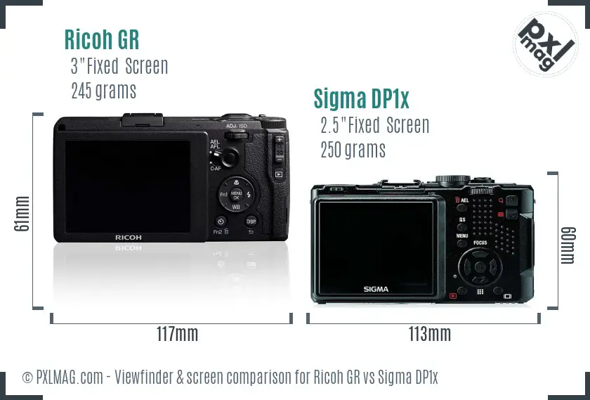 Ricoh GR vs Sigma DP1x Screen and Viewfinder comparison