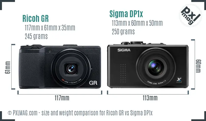 Ricoh GR vs Sigma DP1x size comparison