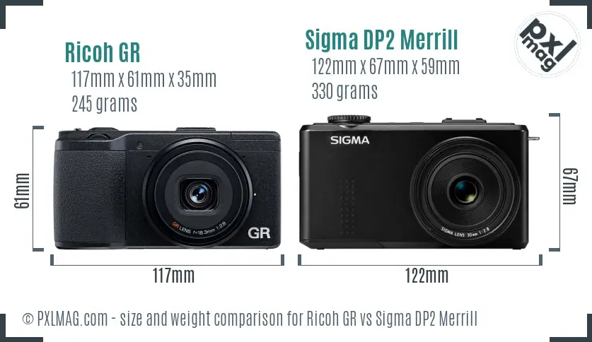 Ricoh GR vs Sigma DP2 Merrill size comparison