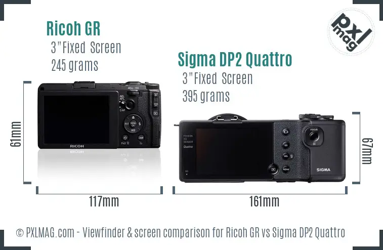 Ricoh GR vs Sigma DP2 Quattro Screen and Viewfinder comparison