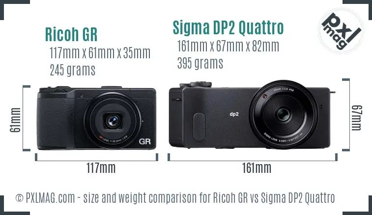 Ricoh GR vs Sigma DP2 Quattro size comparison