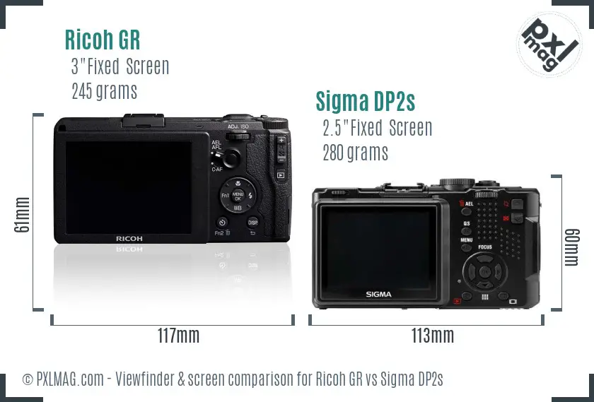 Ricoh GR vs Sigma DP2s Screen and Viewfinder comparison