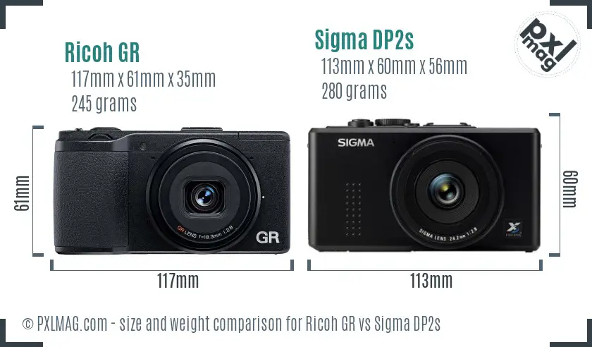 Ricoh GR vs Sigma DP2s size comparison