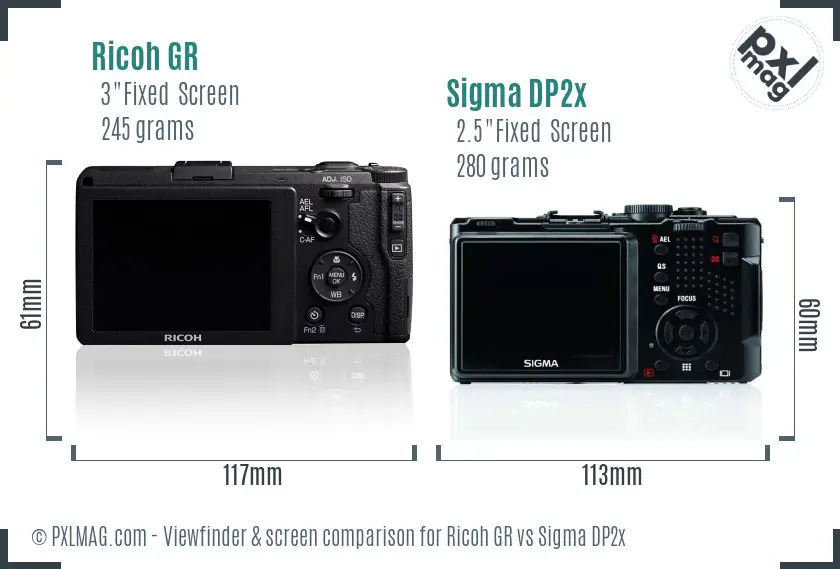 Ricoh GR vs Sigma DP2x Screen and Viewfinder comparison