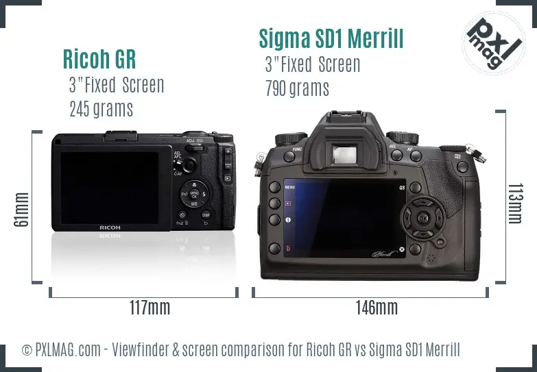 Ricoh GR vs Sigma SD1 Merrill Screen and Viewfinder comparison