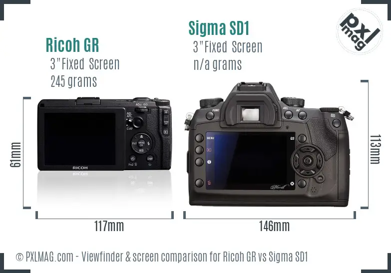Ricoh GR vs Sigma SD1 Screen and Viewfinder comparison
