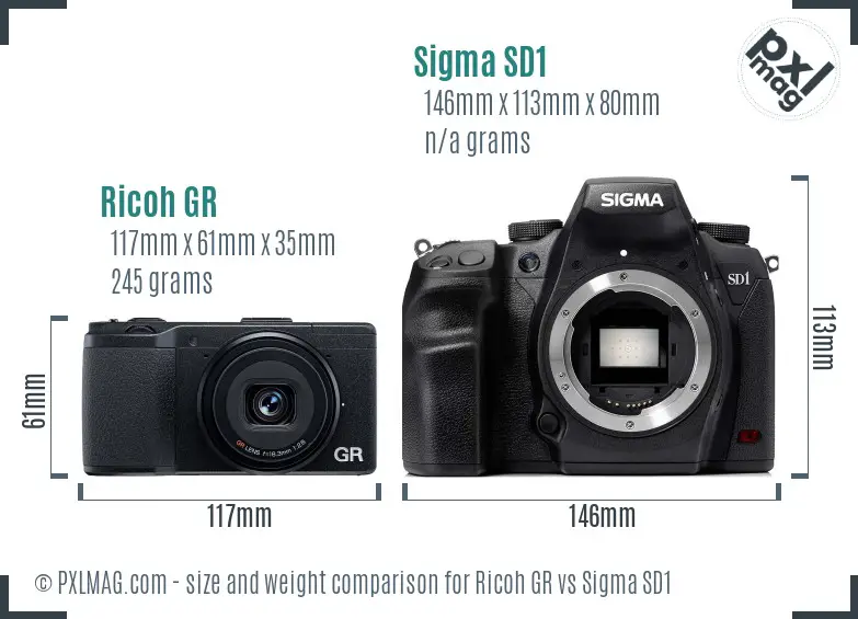 Ricoh GR vs Sigma SD1 size comparison