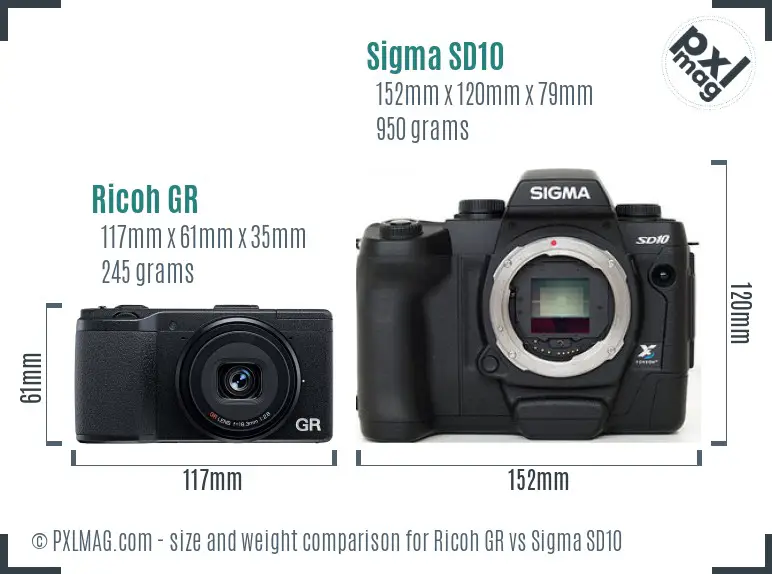 Ricoh GR vs Sigma SD10 size comparison