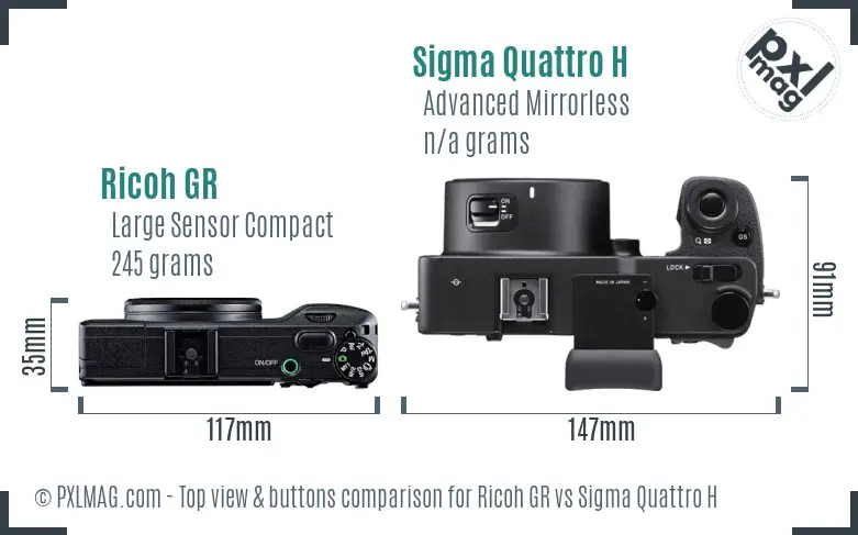 Ricoh GR vs Sigma Quattro H top view buttons comparison