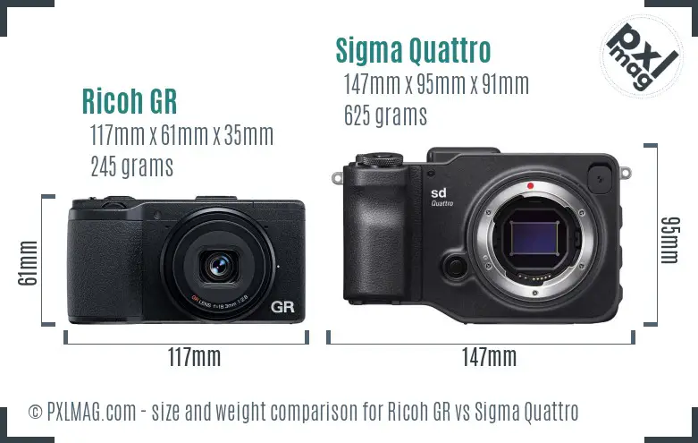Ricoh GR vs Sigma Quattro size comparison