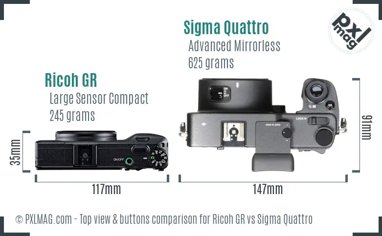 Ricoh GR vs Sigma Quattro top view buttons comparison