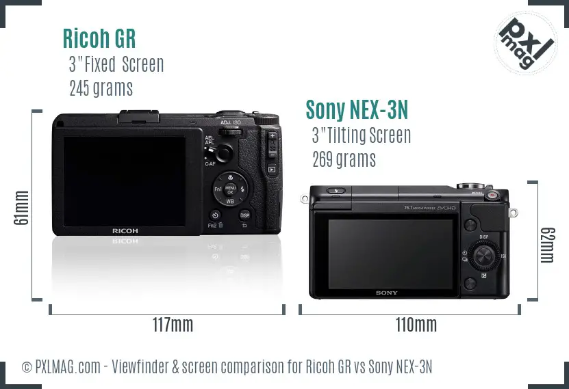 Ricoh GR vs Sony NEX-3N Screen and Viewfinder comparison