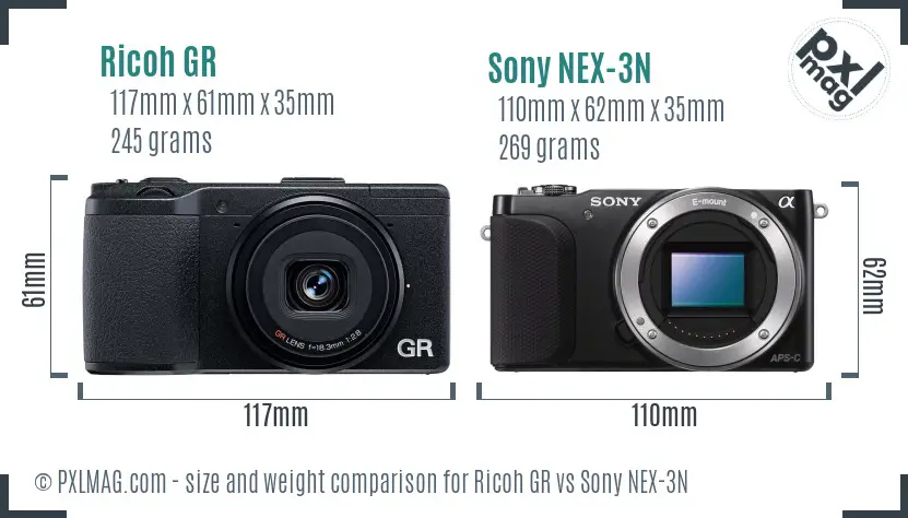 Ricoh GR vs Sony NEX-3N size comparison