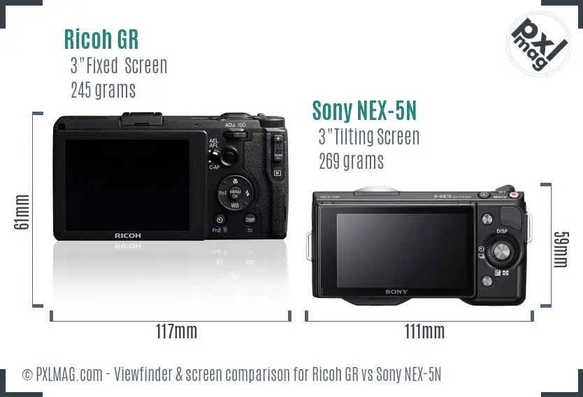 Ricoh GR vs Sony NEX-5N Screen and Viewfinder comparison