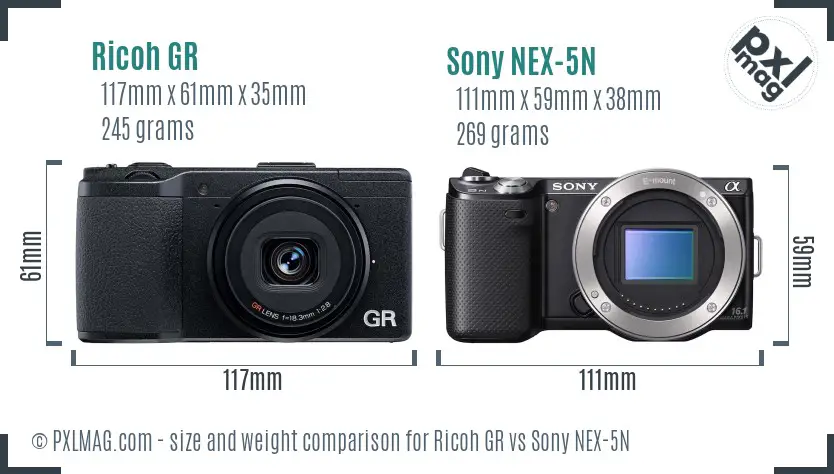 Ricoh GR vs Sony NEX-5N size comparison