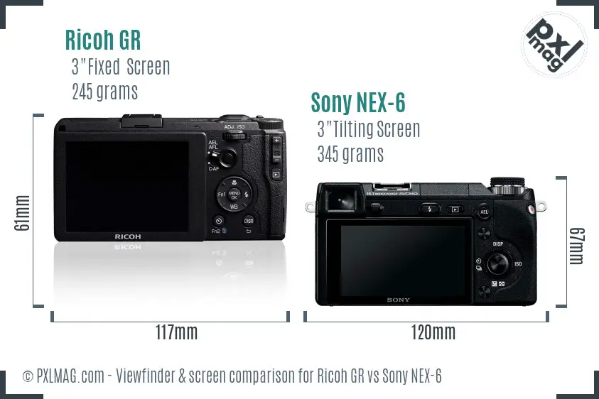 Ricoh GR vs Sony NEX-6 Screen and Viewfinder comparison