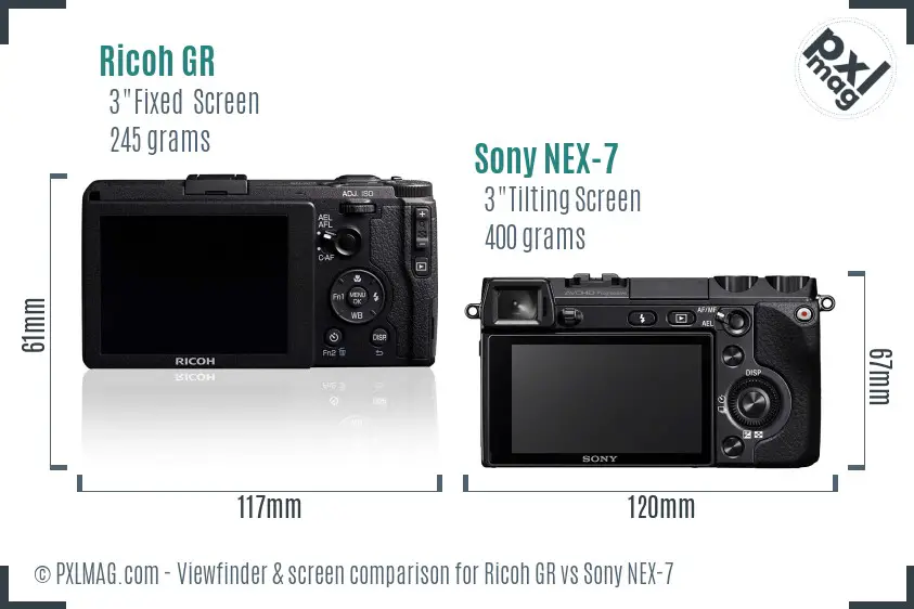 Ricoh GR vs Sony NEX-7 Screen and Viewfinder comparison