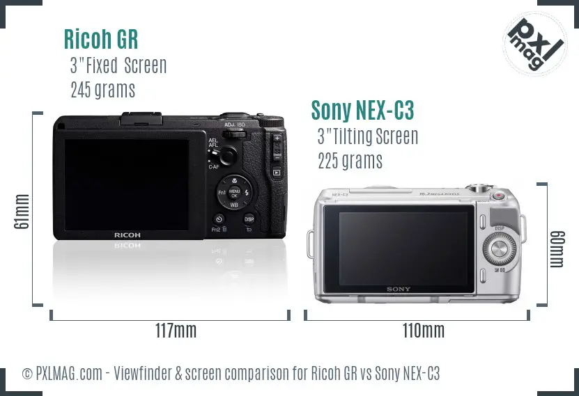 Ricoh GR vs Sony NEX-C3 Screen and Viewfinder comparison