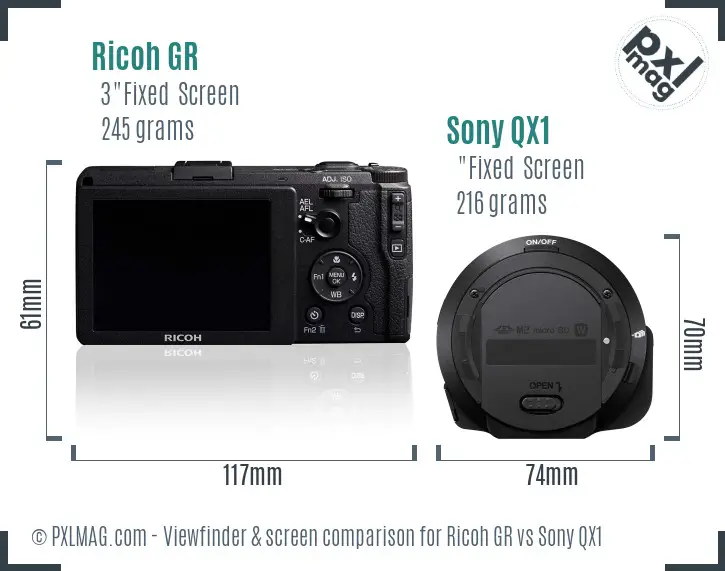 Ricoh GR vs Sony QX1 Screen and Viewfinder comparison Ricoh GR vs Sony QX1 Screen and Viewfinder comparison