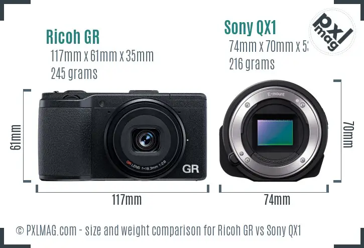 Ricoh GR vs Sony QX1 size comparison Ricoh GR vs Sony QX1 size comparison