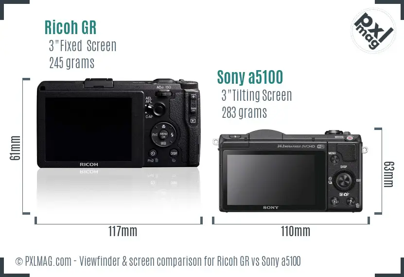 Ricoh GR vs Sony a5100 Screen and Viewfinder comparison
