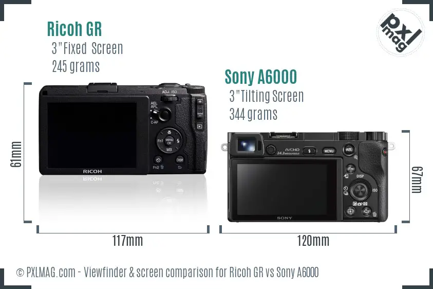 Ricoh GR vs Sony A6000 Screen and Viewfinder comparison