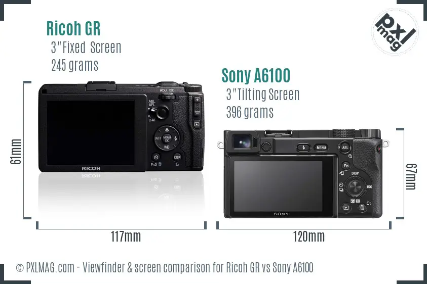 Ricoh GR vs Sony A6100 Screen and Viewfinder comparison