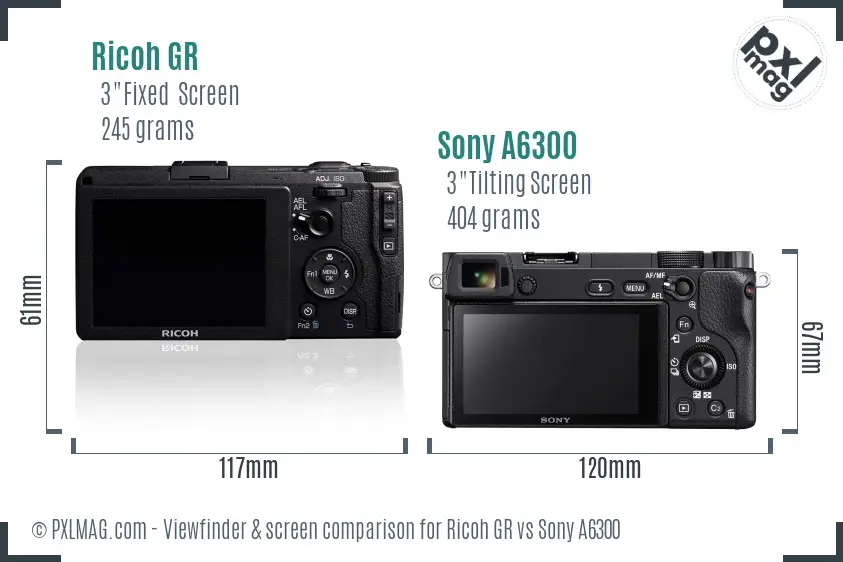 Ricoh GR vs Sony A6300 Screen and Viewfinder comparison