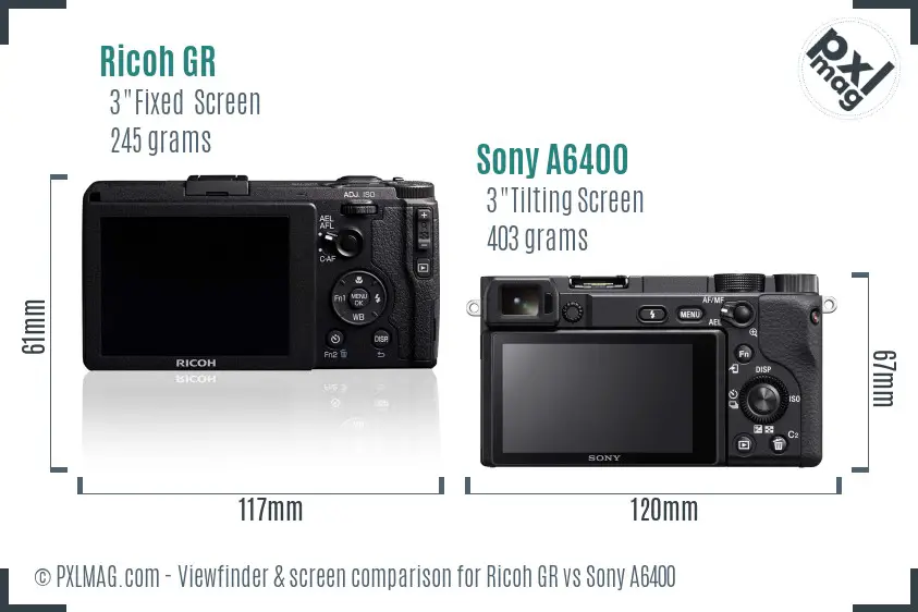 Ricoh GR vs Sony A6400 Screen and Viewfinder comparison