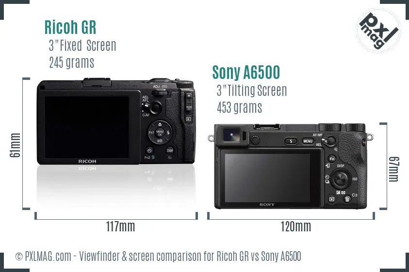 Ricoh GR vs Sony A6500 Screen and Viewfinder comparison