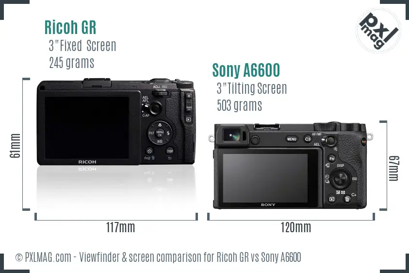Ricoh GR vs Sony A6600 Screen and Viewfinder comparison