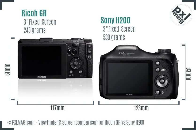 Ricoh GR vs Sony H200 Screen and Viewfinder comparison Ricoh GR vs Sony H200 Screen and Viewfinder comparison
