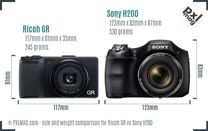 Ricoh GR vs Sony H200 size comparison Ricoh GR vs Sony H200 size comparison