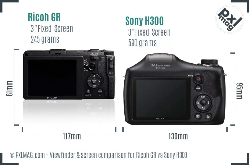 Ricoh GR vs Sony H300 Screen and Viewfinder comparison