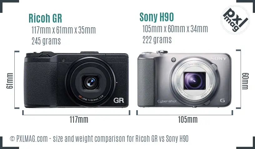 Ricoh GR vs Sony H90 size comparison Ricoh GR vs Sony H90 size comparison