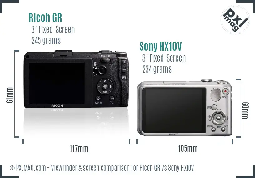 Ricoh GR vs Sony HX10V Screen and Viewfinder comparison Ricoh GR vs Sony HX10V Screen and Viewfinder comparison