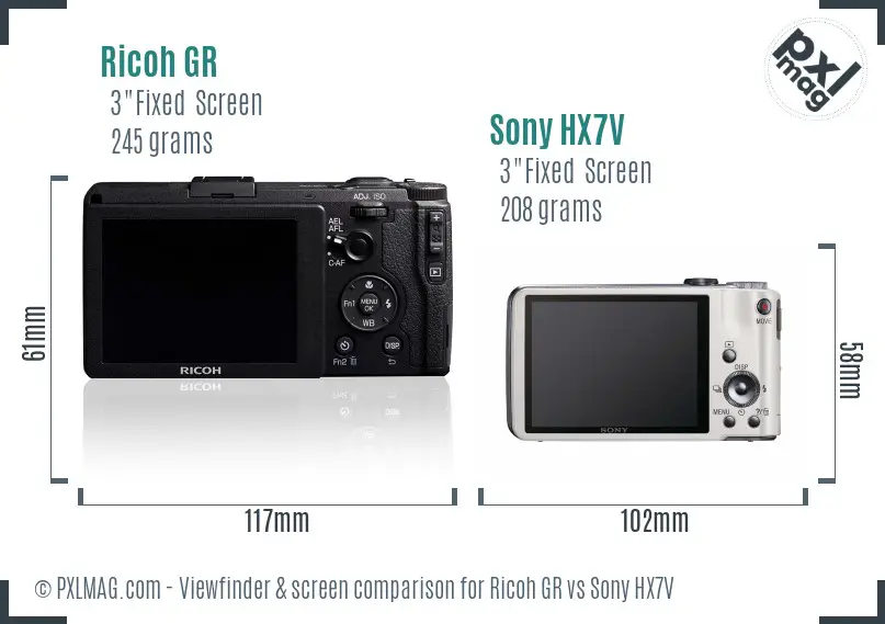 Ricoh GR vs Sony HX7V Screen and Viewfinder comparison