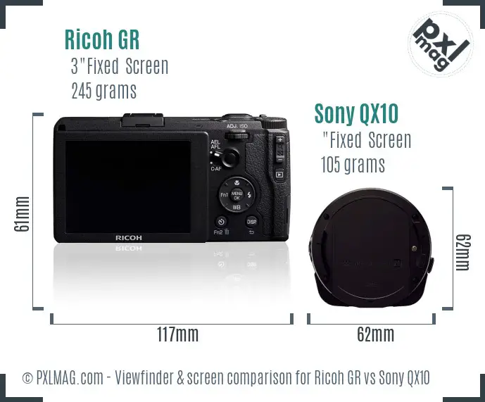 Ricoh GR vs Sony QX10 Screen and Viewfinder comparison