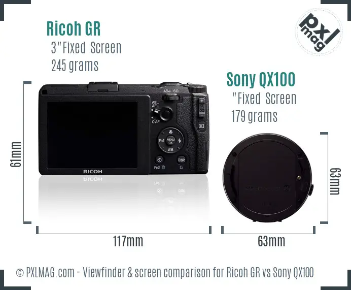 Ricoh GR vs Sony QX100 Screen and Viewfinder comparison