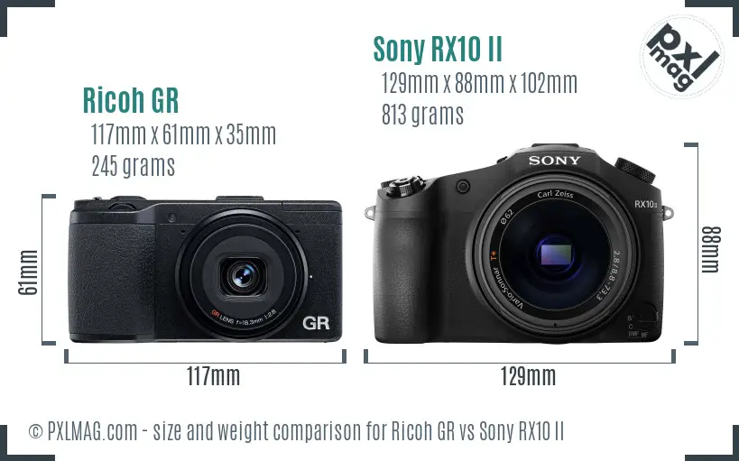 Ricoh GR vs Sony RX10 II size comparison Ricoh GR vs Sony RX10 II size comparison