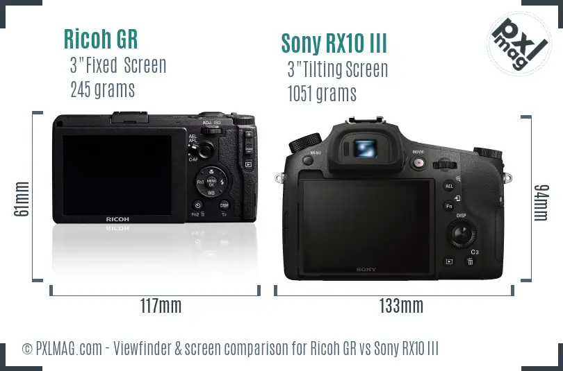Ricoh GR vs Sony RX10 III Screen and Viewfinder comparison Ricoh GR vs Sony RX10 III Screen and Viewfinder comparison