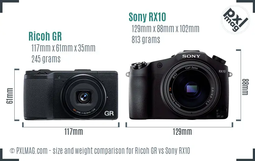 Ricoh GR vs Sony RX10 size comparison Ricoh GR vs Sony RX10 size comparison